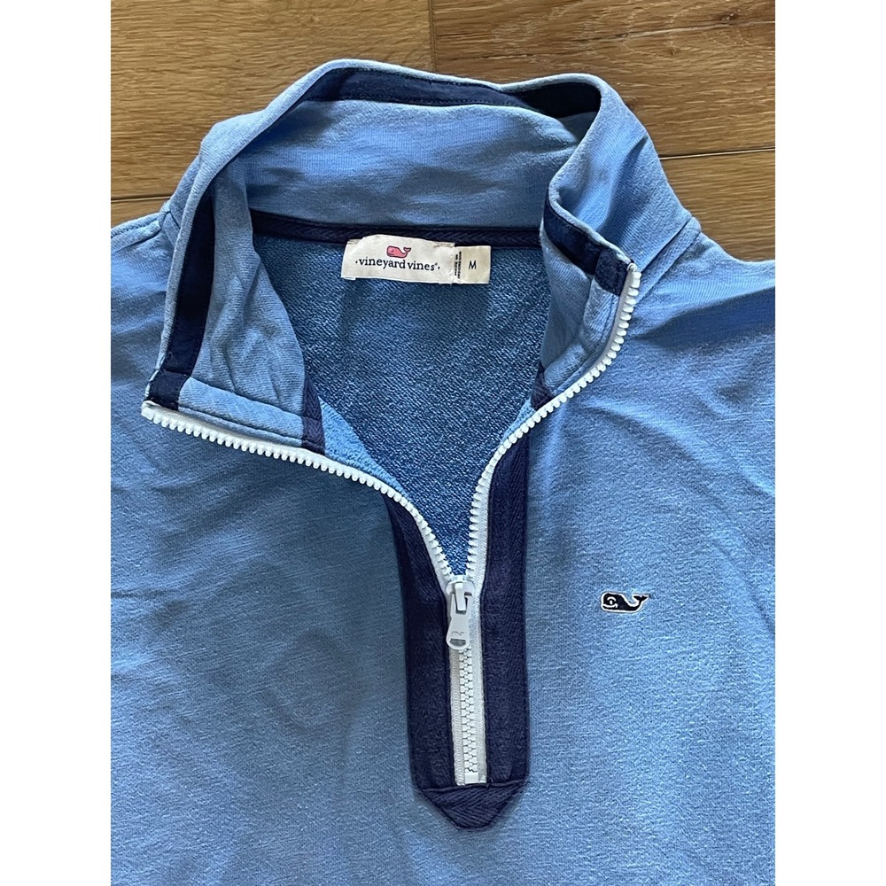 Vineyard Vines Womens Quarter Zip Pullover Light Blue Whale Logo Sweatshirt M - Picture 3 of 5